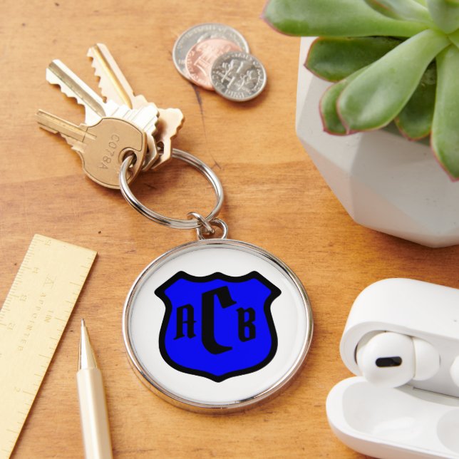 St. Michael's Shield with Monogram Keychain (Desk)