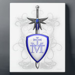 St. Michael's Sword Plaque<br><div class="desc">St. Michael's sword and Marian symbol shield</div>