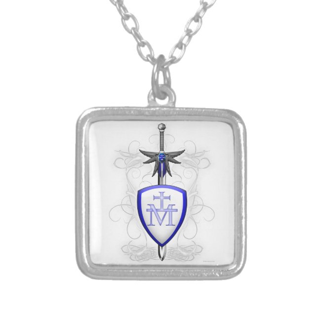 St. Michael's Sword Silver Plated Necklace (Front)
