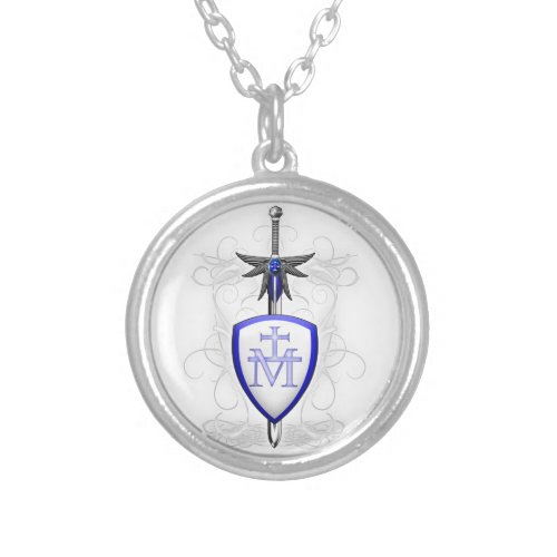 St Michaels Sword Silver Plated Necklace