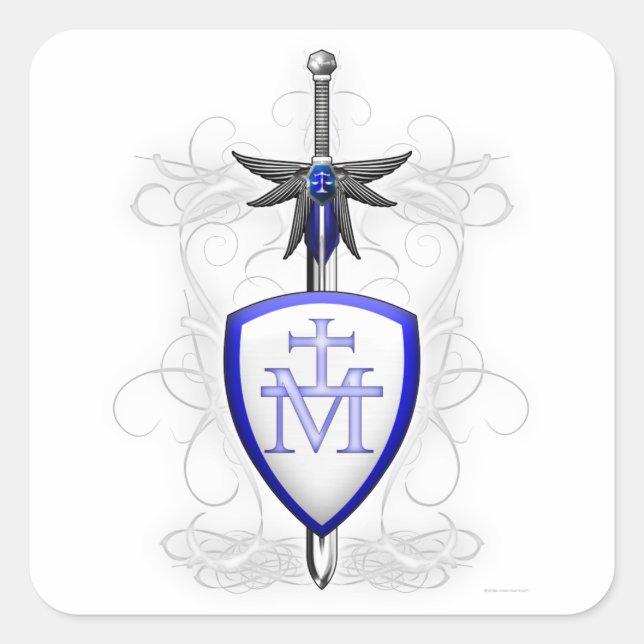 St. Michael's Sword Square Sticker (Front)