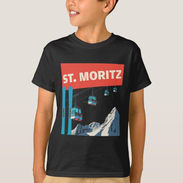 St. Moritz Skiing - Retro St. Moritz Ski  T-Shirt (Front)
