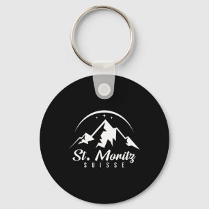 St. Moritz Switzerland Ski Resort Skiing Snowboard Keychain