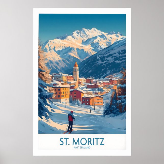 St Moritz Wall Art Ski Poster 1 (Front)
