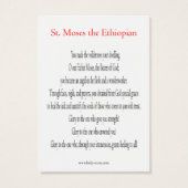 St. Moses the Ethiopian Mini Prayer Card (Back)