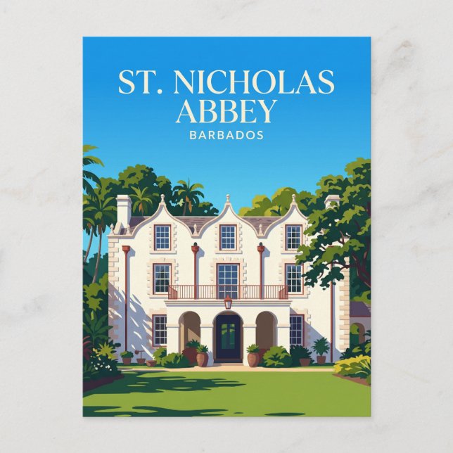 St. Nicholas Abbey Barbados Postcard (Front)