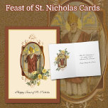 St. Nicholas Catholic Feast Day Religious Holiday<br><div class="desc">Featuring a beautiful custom designed religious vintage image of Catholic Bishop St. Nicholas of Myra. 
His feast day is celebrated on December 6th. All text and fonts can be modified.</div>