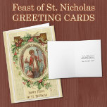 St. Nicholas Catholic Feast Day Religious Holiday Card<br><div class="desc">Beautiful vintage image of Catholic Bishop St. Nicholas of Myra. 
His feast day is celebrated on December 6th.  All text and fonts can be modified.</div>