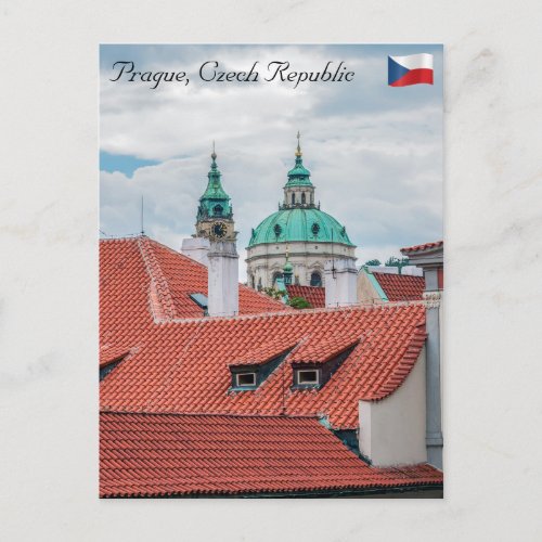 St Nicholas church and roofs of Prague Postcard