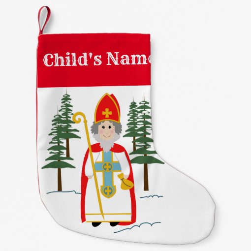 St. Nicholas Custom Name Small Christmas Stocking | Zazzle