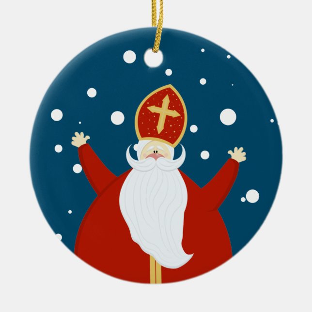 St. Nicholas Day children's holidays Ceramic Ornament (Front)