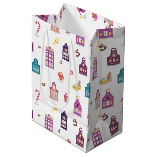 St Nicholas Day Sinterklaas Dutch Holiday Houses Medium Gift Bag