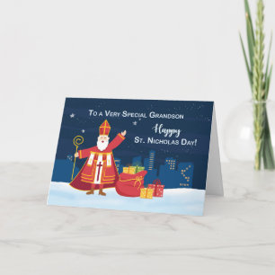 St. Nicholas Day to Grandson Filled with Joy Card