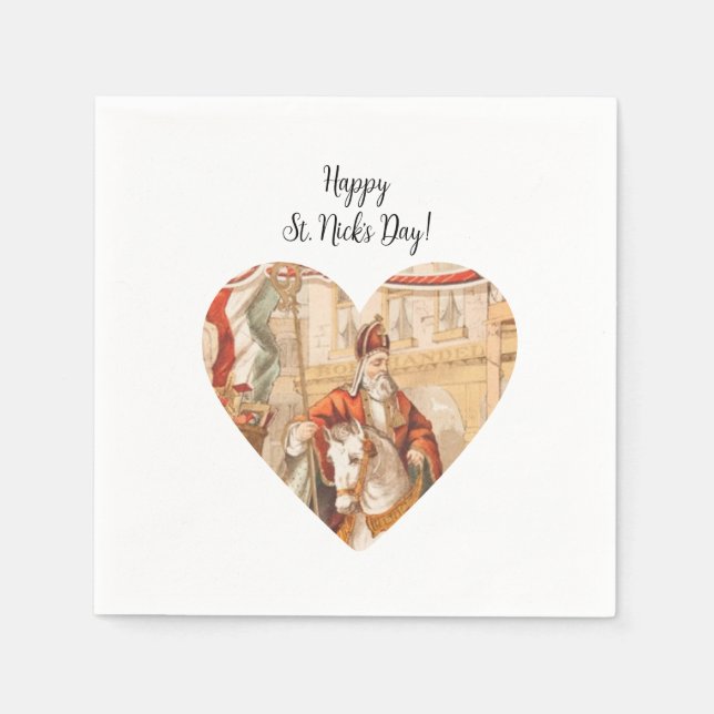 St. Nicholas Heart Sinterklaas St. Nick's Day Napkins (Front)