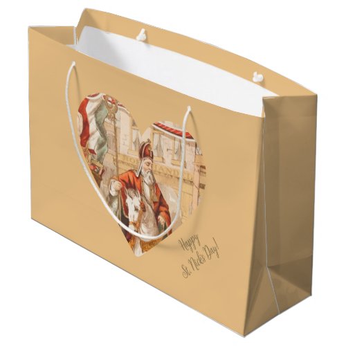 St Nicholas Hearts Sinterklaas St Nicks Day Lar Large Gift Bag