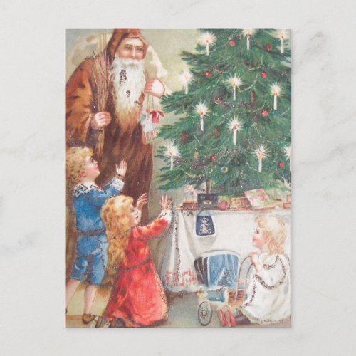 St Nicholas in Brown Suit with Children Postcard