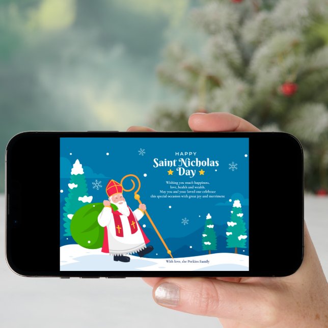 St. Nicholas in Snow Greeting Card (Front Digital)