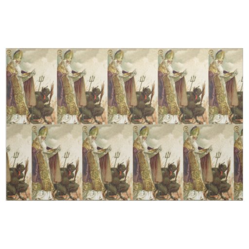 St Nicholas Krampus Pitchfork Priest Fabric