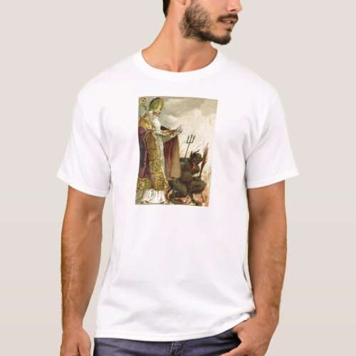 St Nicholas Krampus Pitchfork Priest T_Shirt