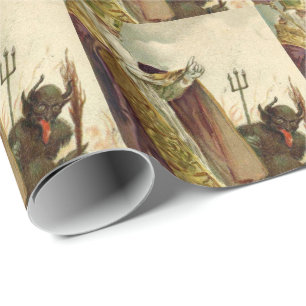 St Nicholas Krampus Pitchfork Priest Wrapping Paper