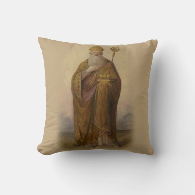 St. Nicholas of Myra Bishop Throw Pillow (Front)