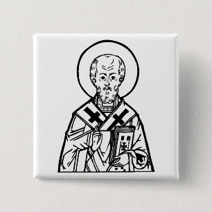 St. Nicholas of Myra Byzantine Orthodox Icon Button