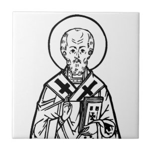 St. Nicholas of Myra Byzantine Orthodox Icon Ceramic Tile