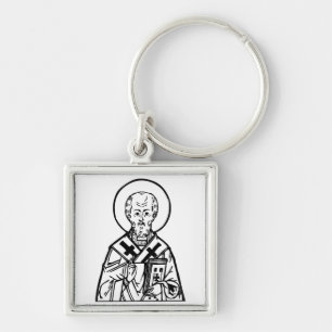 St. Nicholas of Myra Byzantine Orthodox Icon Keychain