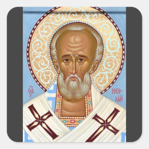 St. Nicholas of Myra Byzantine Orthodox Icon Square Sticker
