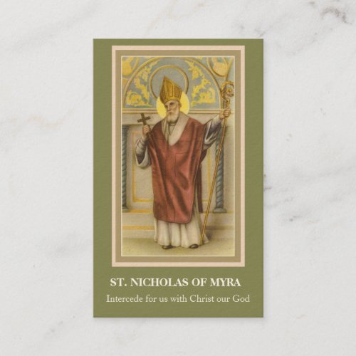ST NICHOLAS OF MYRA PRAYER BUSINESS CARD