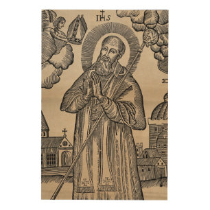 St. Nicholas receiving the Mitre Vintage Woodcut Wood Wall Decor