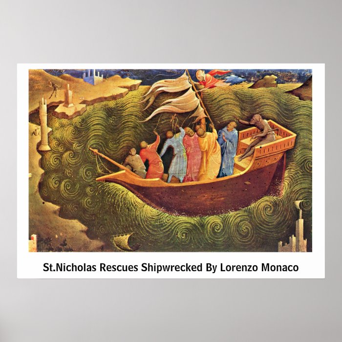 St.Nicholas Rescues Shipwrecked By Lorenzo Monaco Posters