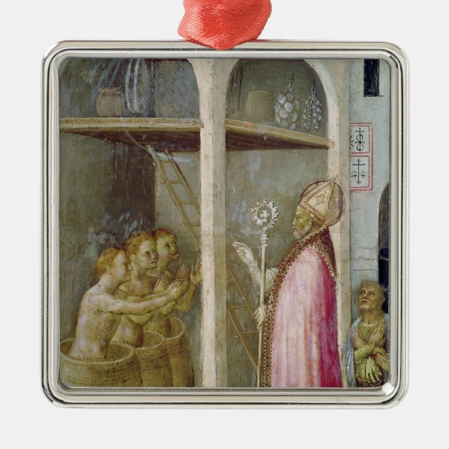 St. Nicholas Resuscitates the Three Children Metal Ornament (Front)