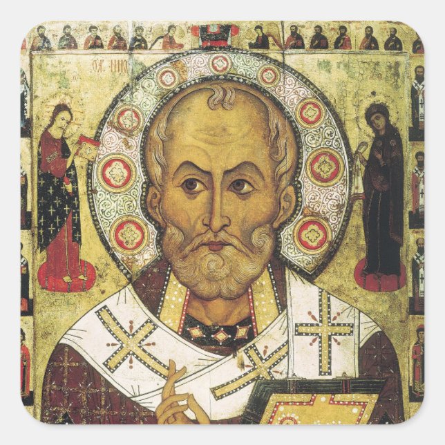 St. Nicholas Russian icon Square Sticker (Front)