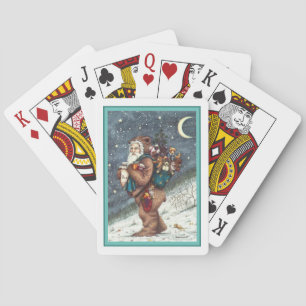 ST. NICK IN TEDDY BEAR SUIT, CHRISTMAS TEDDIES POKER CARDS