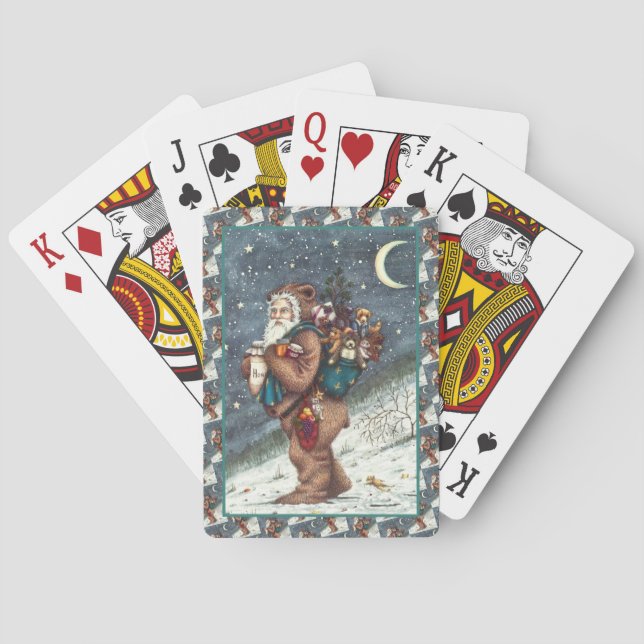 ST. NICK IN TEDDY BEAR SUIT, CHRISTMAS TEDDIES POKER CARDS (Back)