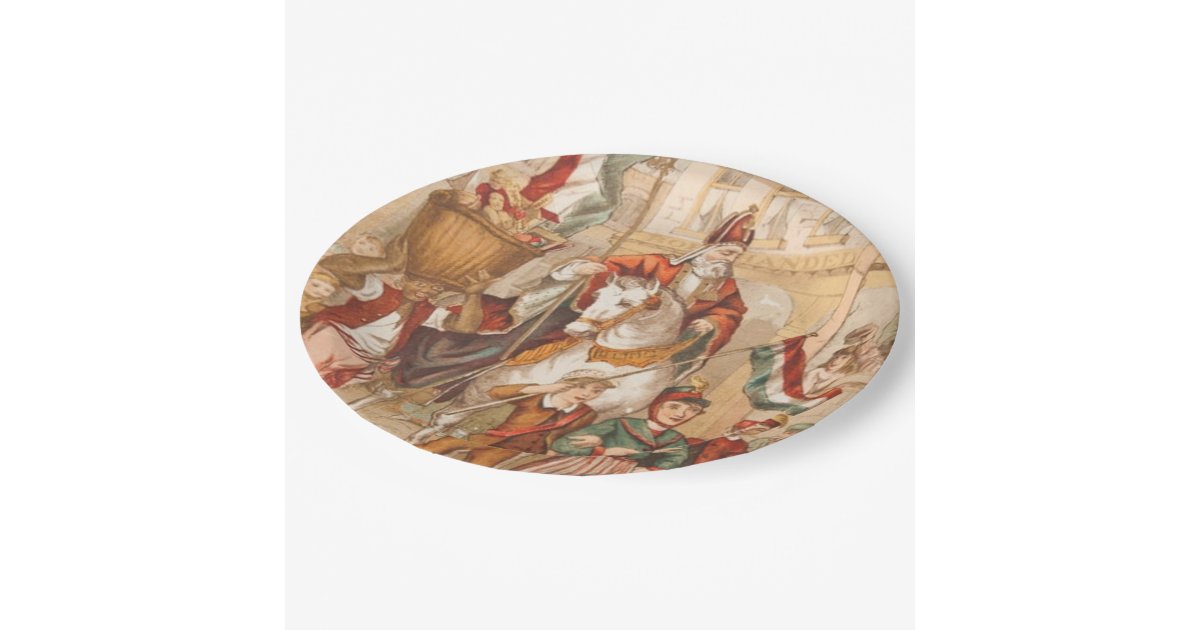 St Nick St Nicholas Dutch Sinterklaas Vintage Paper Plate Zazzle Com