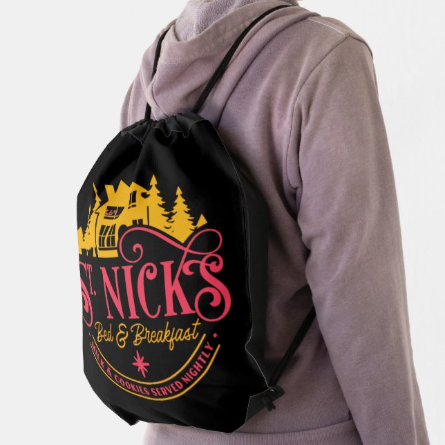 ST-NICKS BED & BREAKFAST funny christmas          Drawstring Bag (Insitu)