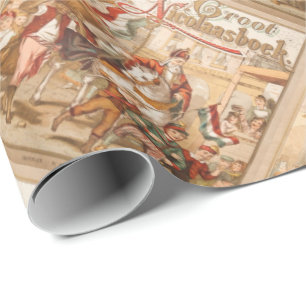 St. Nick's Day Dutch Sinterklaas on Horse Vintage Wrapping Paper