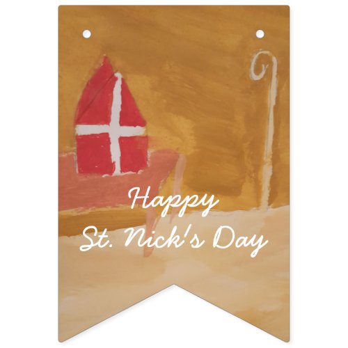 St Nicks Day Dutch Sinterklaas Watercolor Miter Bunting Flags