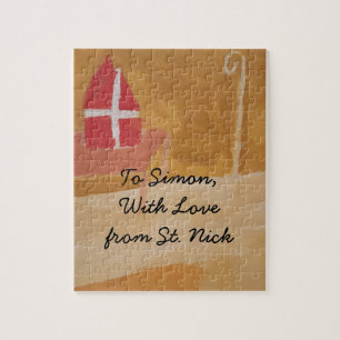 St. Nick's Day Dutch Sinterklaas Watercolor Miter Jigsaw Puzzle