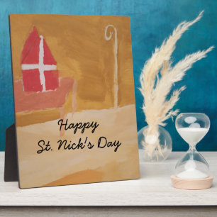 St. Nick's Day Dutch Sinterklaas Watercolor Miter Plaque