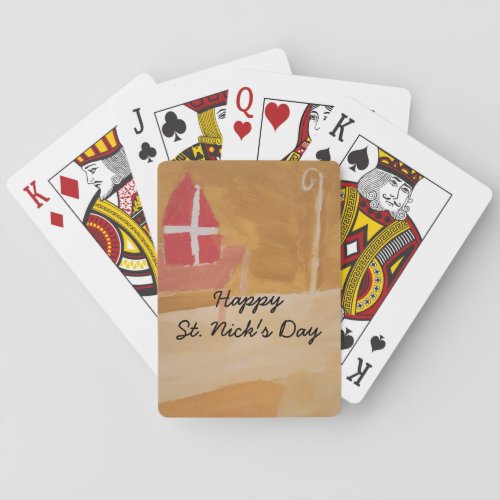 St Nicks Day Dutch Sinterklaas  Watercolor Miter Playing Cards