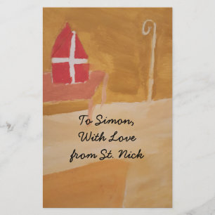 St. Nick's Day Dutch Sinterklaas  Watercolor Miter Stationery