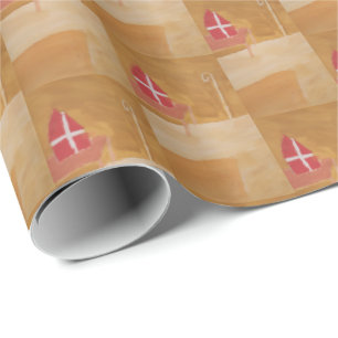 St. Nick's Day Dutch Sinterklaas Watercolor Miter Wrapping Paper