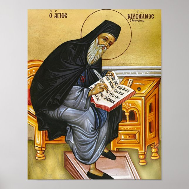 St. Nicodemus the Hagiorite Orthodox Icon Print    (Front)