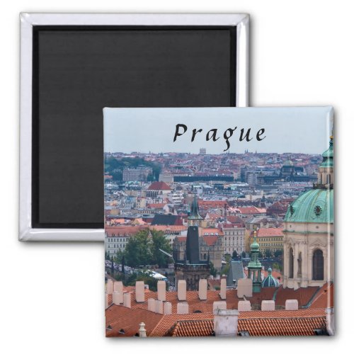 St Nicolas church and roofs of Prague Magnet