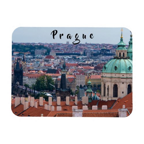 St Nicolas church and roofs of Prague Magnet