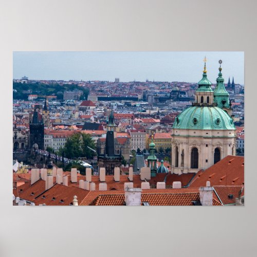 St Nicolas church and roofs of Prague Poster