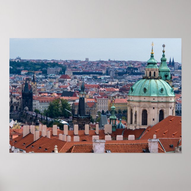 St. Nicolas church and roofs of Prague Poster (Front)